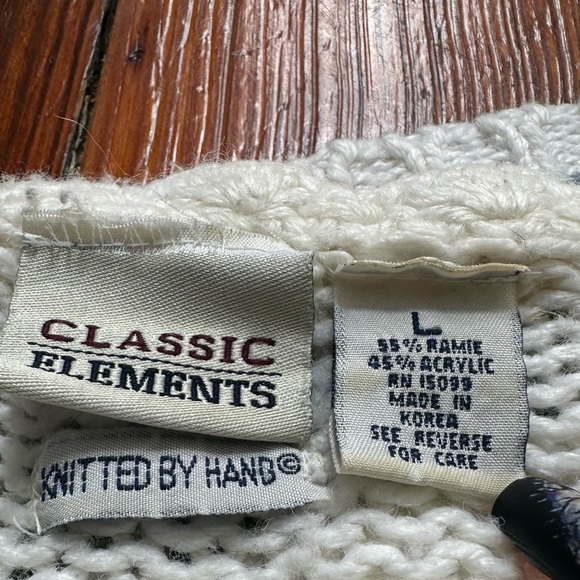 Vintage 1980s Classic Elements Knitted by Hand long tree & leaf motif sweater - Picture 3 of 7